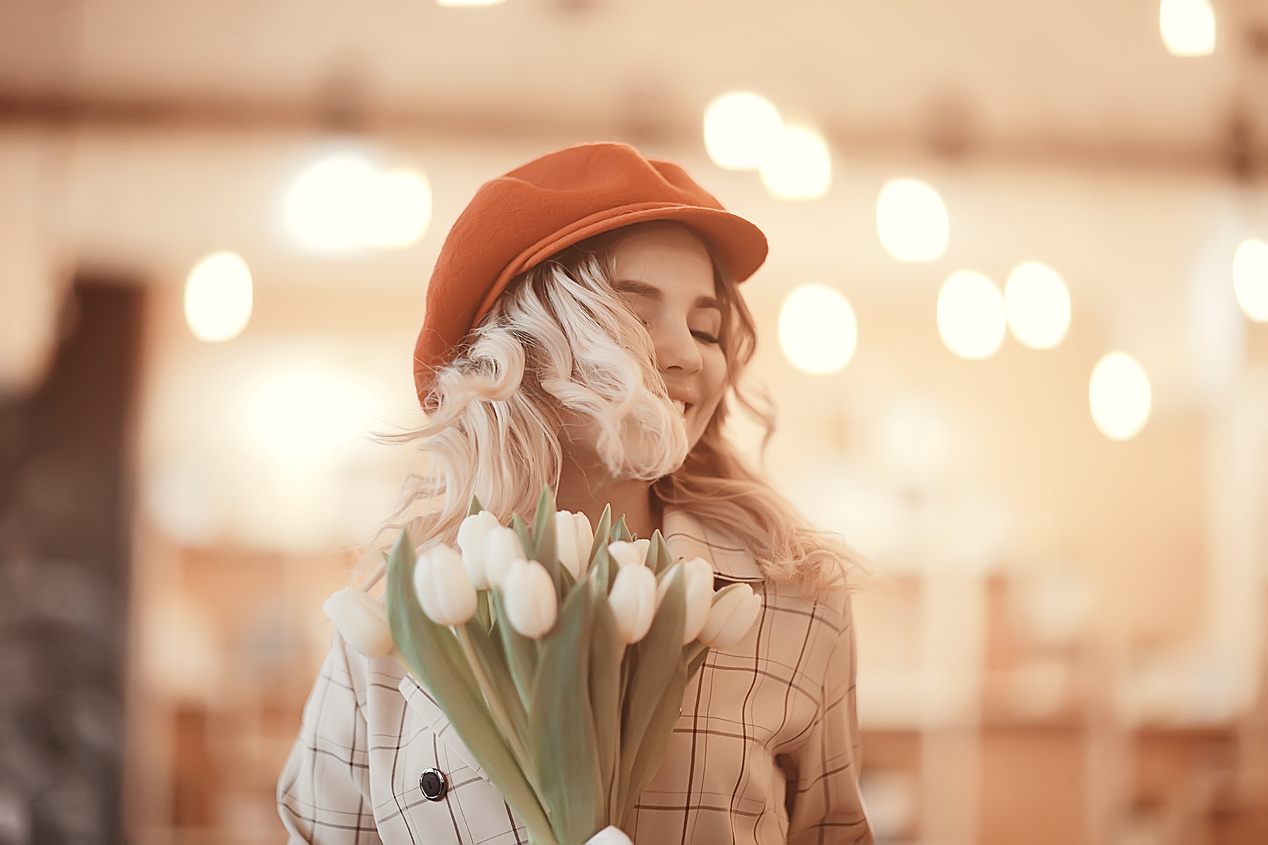 Woman Holding Flowers 